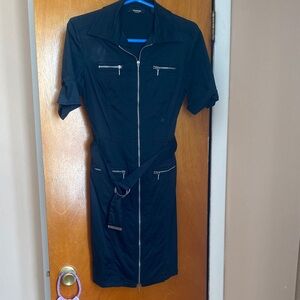 VINTAGE ( 90’s) Express Black Short Sleeve Zipper Dress